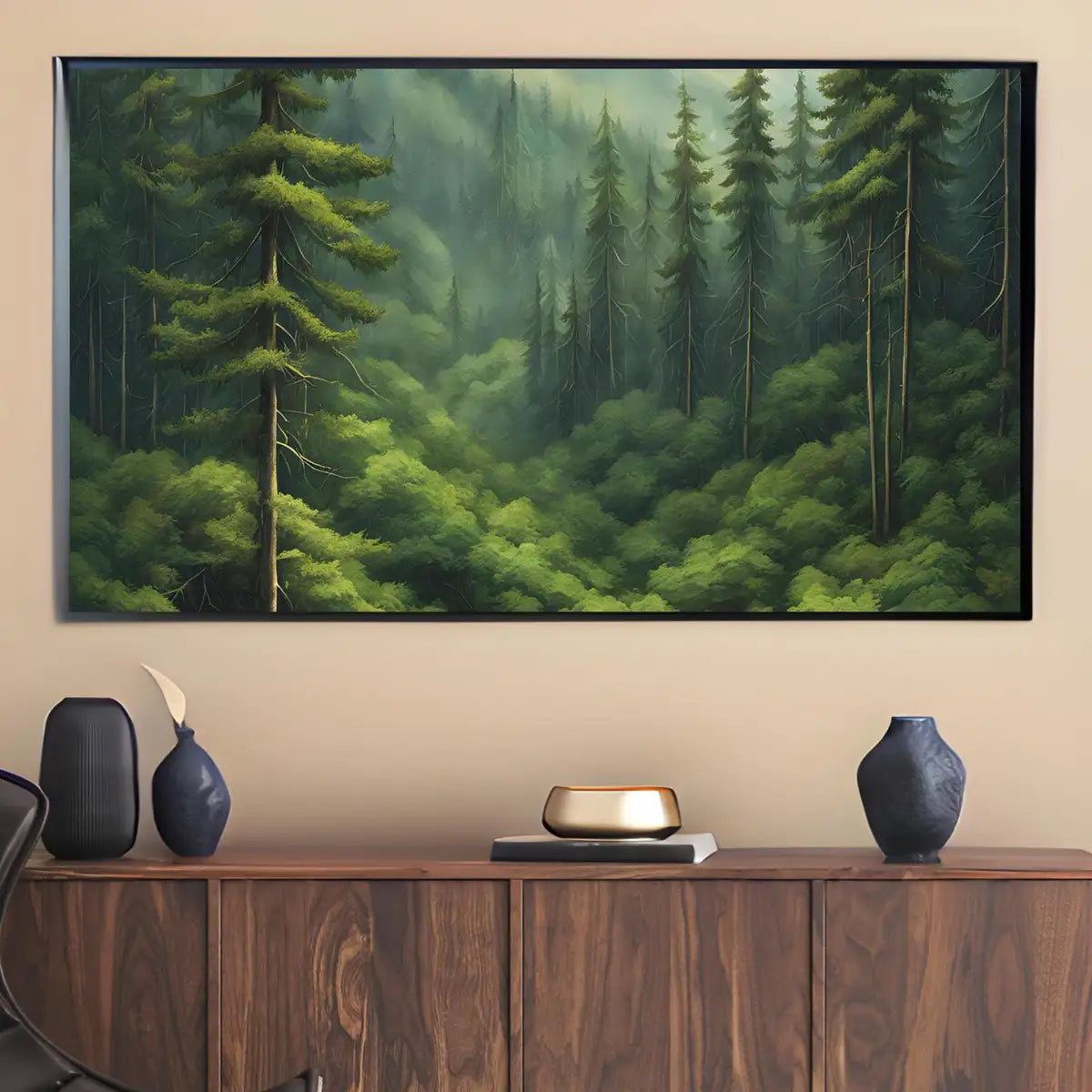 Detail view of artwork from Deep Green Forest Art for Frame TV I Nature Wall Decor for Samsung Frame I 4K Forest Landscape Digital Artwork. (variation 2)