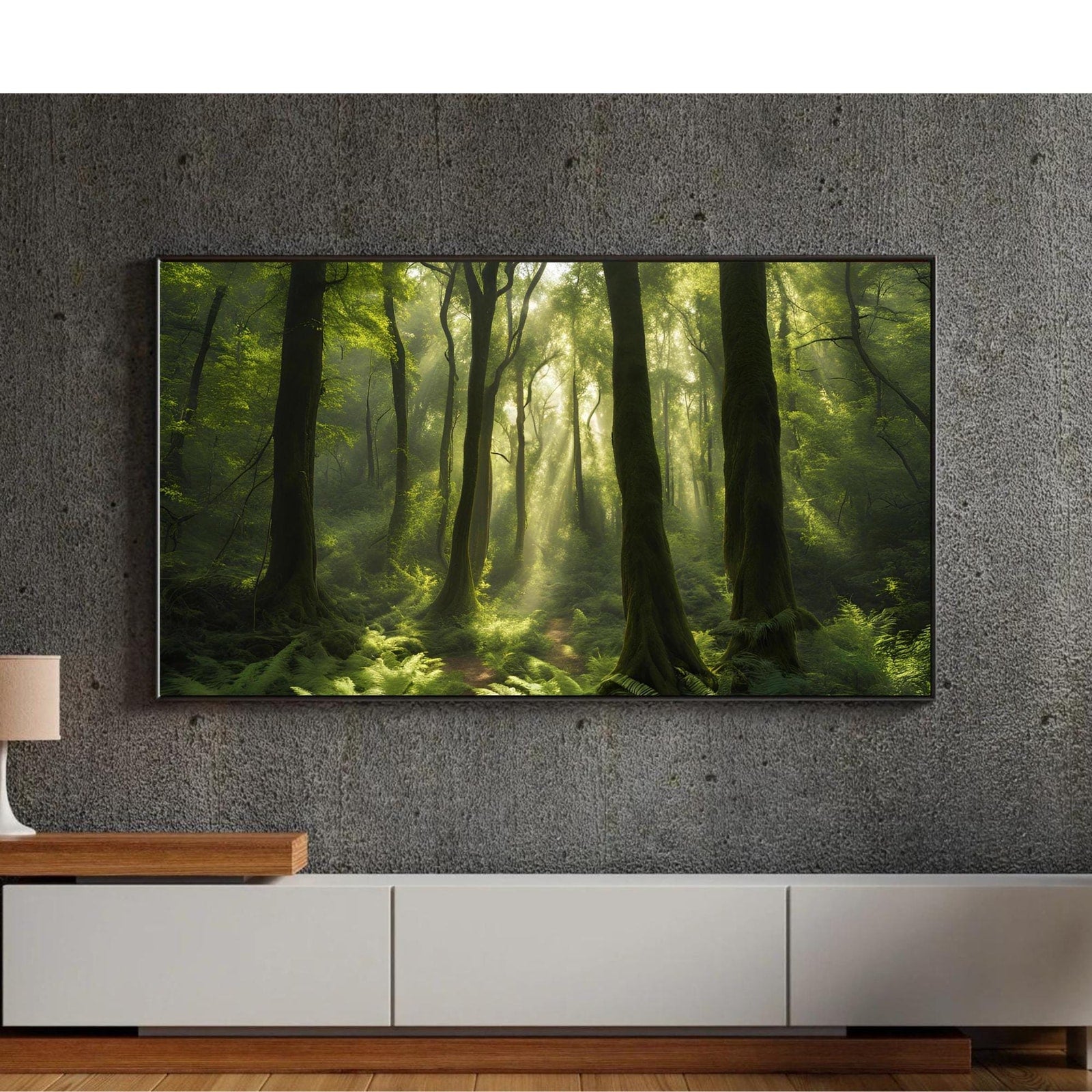 Included artwork preview showing first selection of artworks from Deep Green Forest Art for Samsung Frame TV I 4K Nature Digital Display I Modern Nature Decor for Home.
