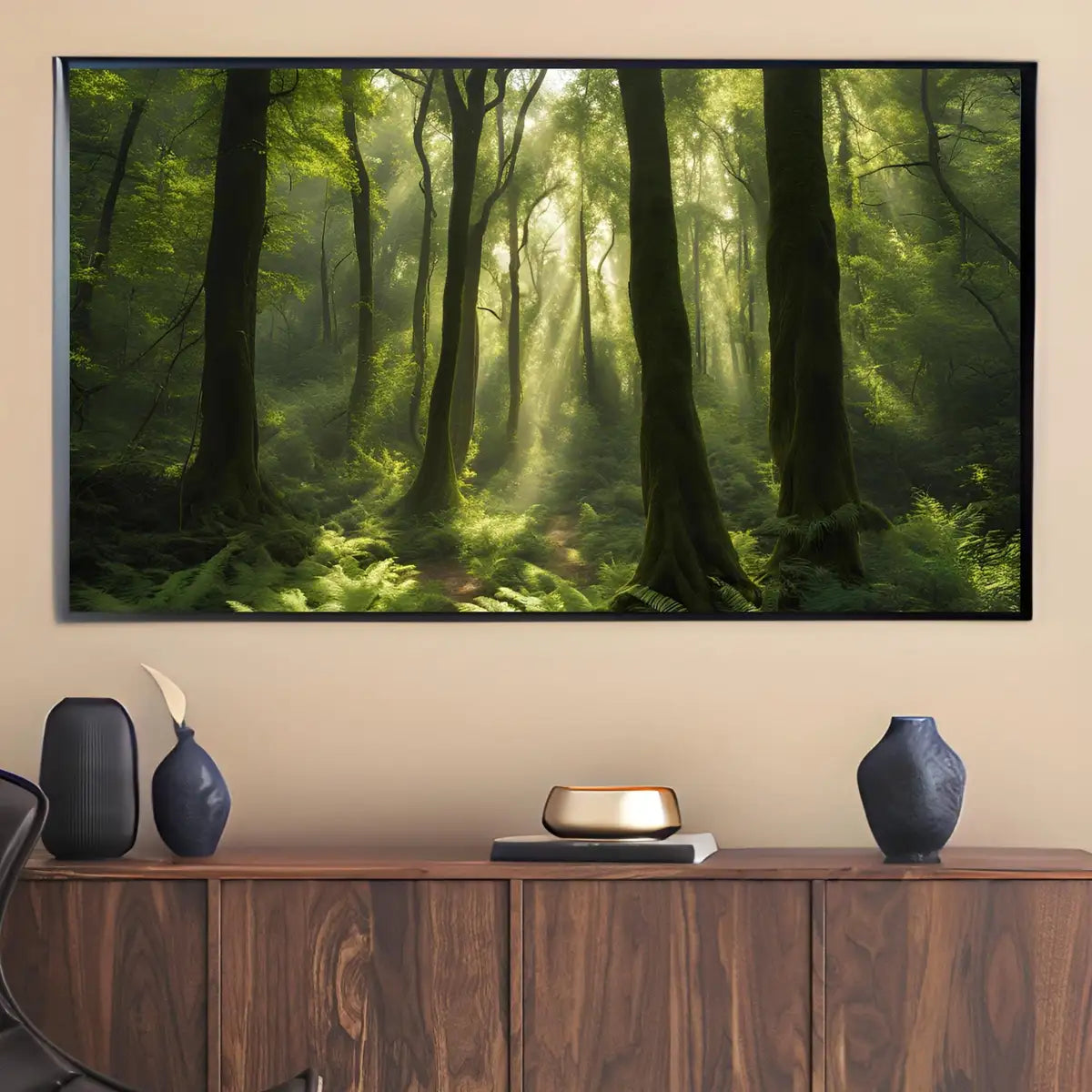 Detail view of artwork from Deep Green Forest Art for Samsung Frame TV I 4K Nature Digital Display I Modern Nature Decor for Home. (variation 2)