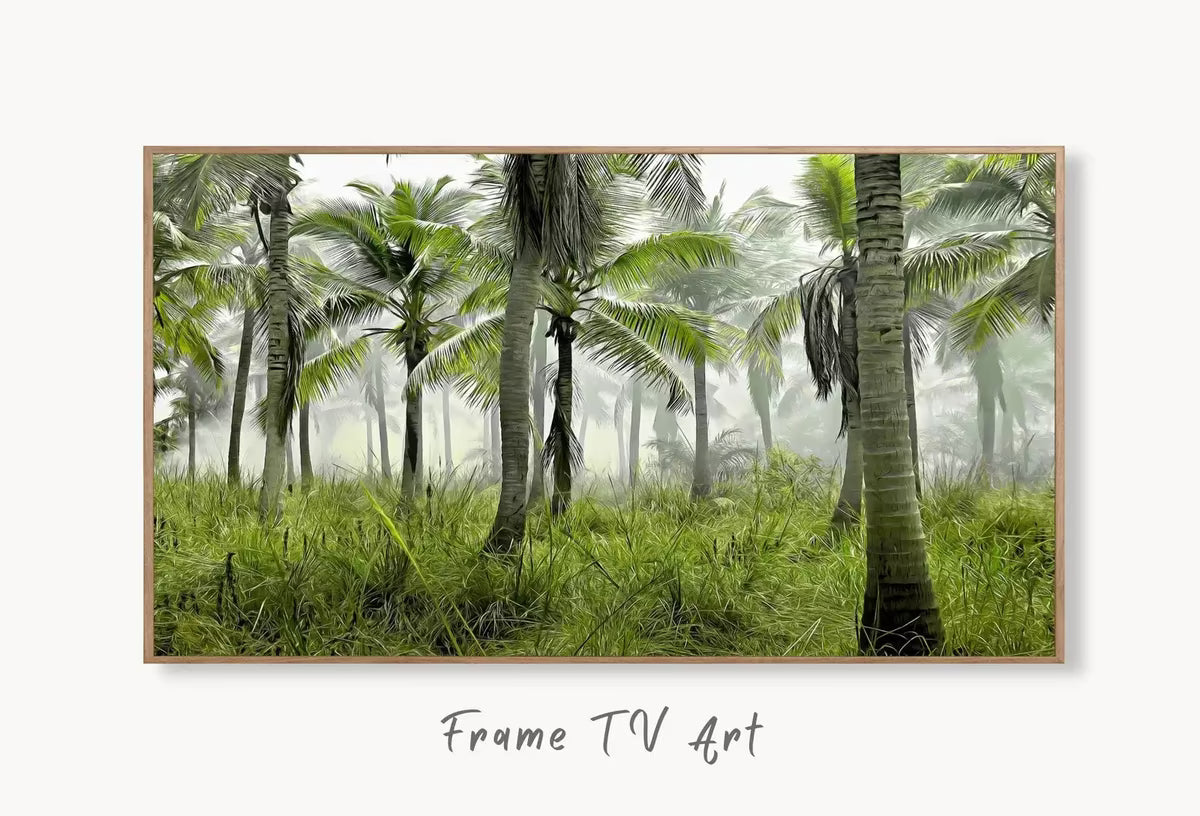 Dense Forest Palm Trees Landscape Frame TV Art. Tropical Nature Samsung Frame TV Art Downloadable Nature TV Art. Colorful Art for Frame tv – Frame TV  Art