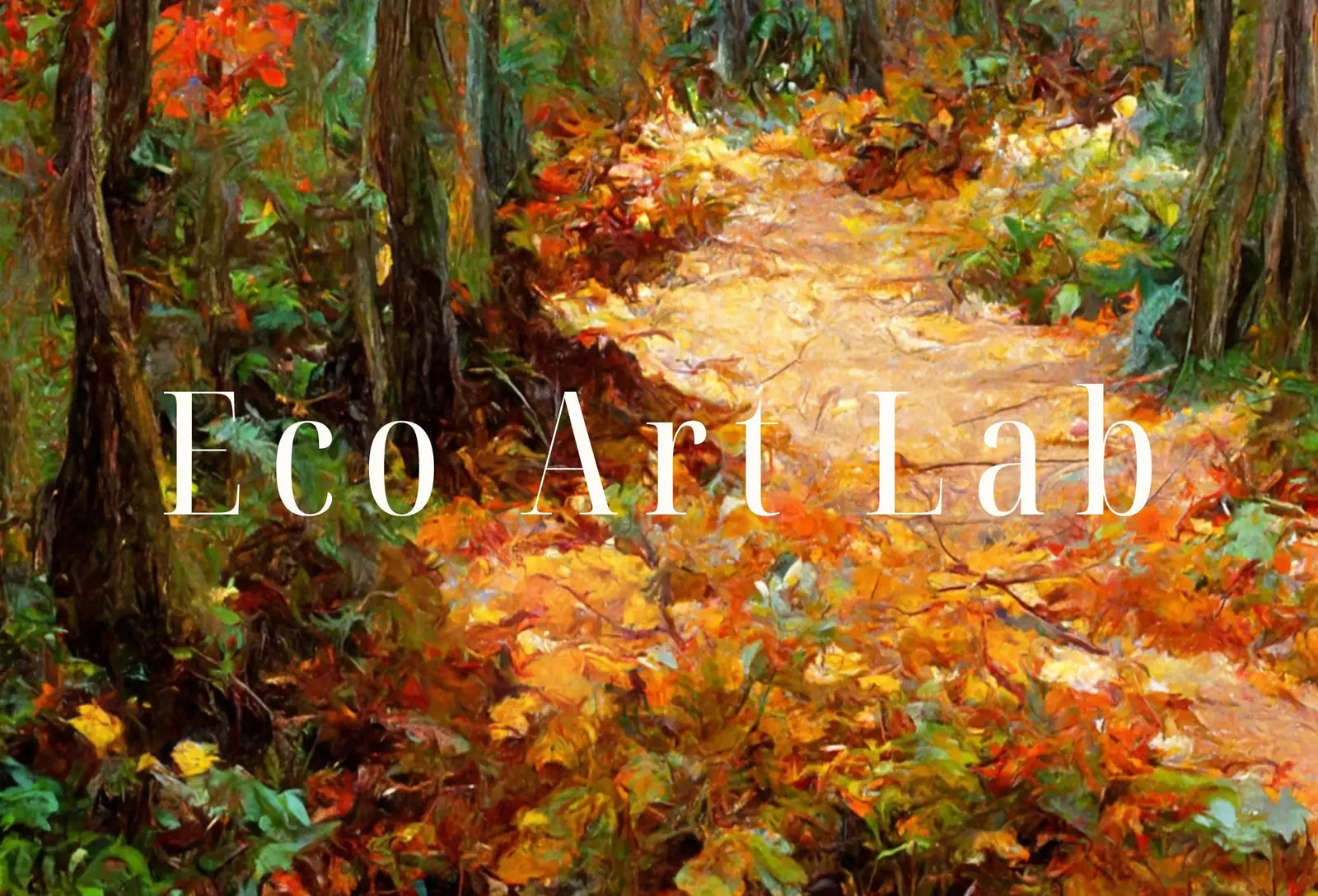 Detail view of artwork from Dense Forest Trail in Fall Landscape Painting. Printable Wall Art. Home or Office Decor. Nature Print Digital Autumn Art. Instant Download. (variation 1)