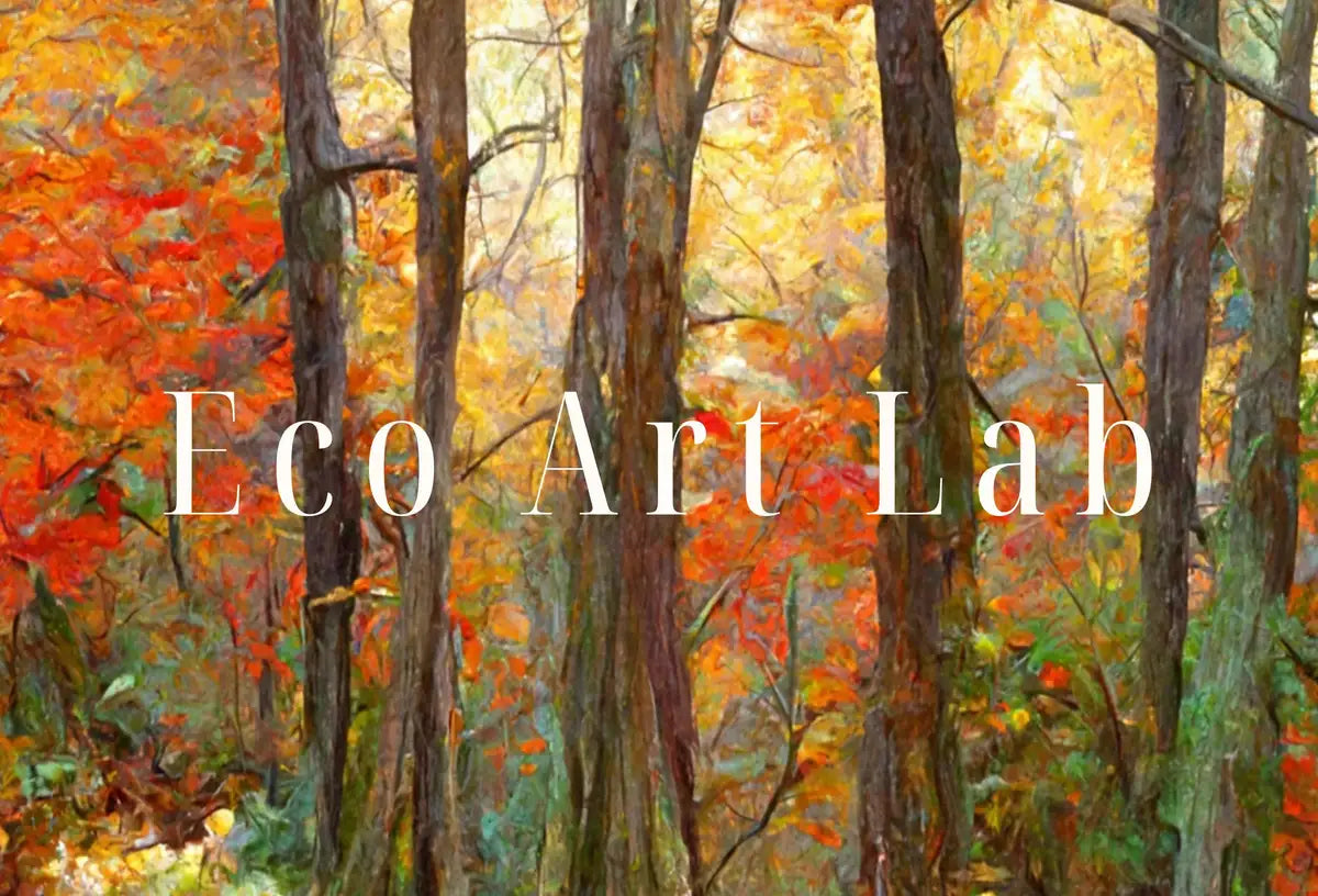 Detail view of artwork from Dense Forest Trail in Fall Landscape Painting. Printable Wall Art. Home or Office Decor. Nature Print Digital Autumn Art. Instant Download. (variation 2)