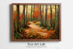 Framed view of Dense Forest Trail in Fall Landscape Painting. Printable Wall Art. Home or Office Decor. Nature Print Digital Autumn Art. Instant Download – printable wall art digital download.