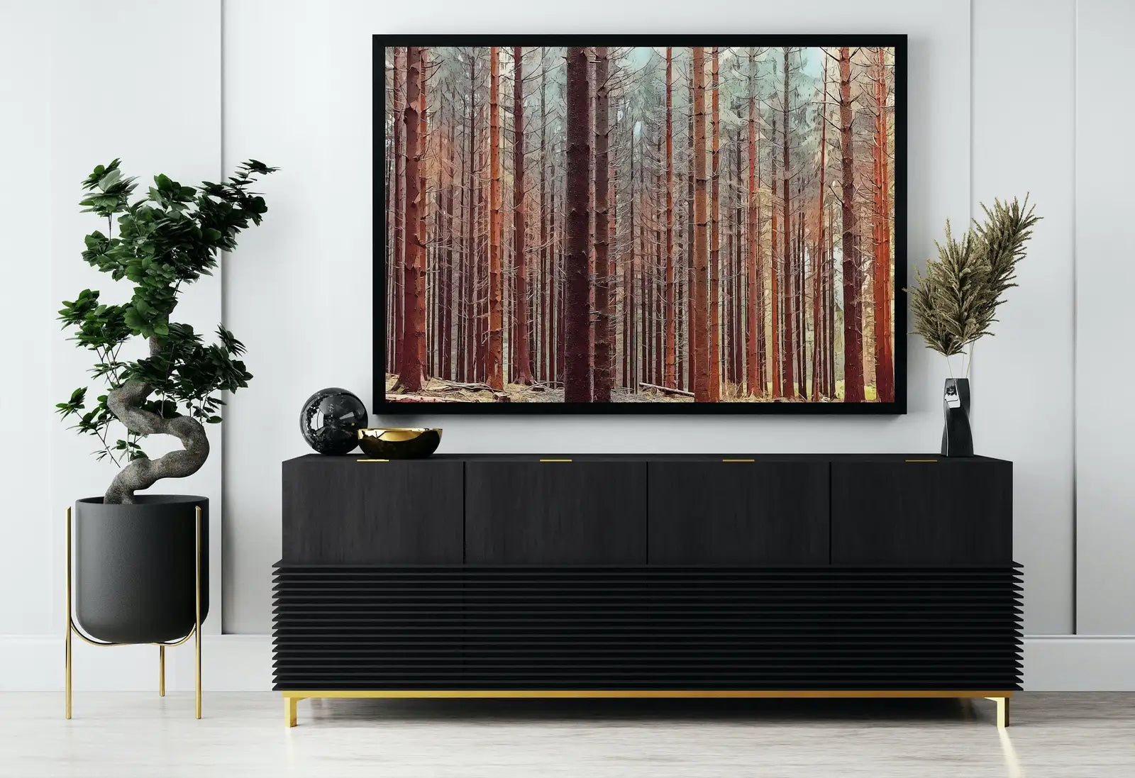 Second included artwork preview from Dense Forest Trees Landscape Painting. Nature Landscape Printable Wall Art Painting. Forest Horizontal Wall Art, Nature Forest Art Print featuring various scenes.