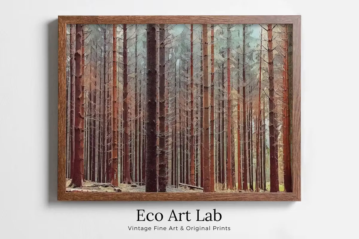 Dense Forest Trees Landscape Painting. Nature Landscape Printable Wall Art Painting. Forest Horizontal Wall Art, Nature Forest Art Print – Printable Wall Art