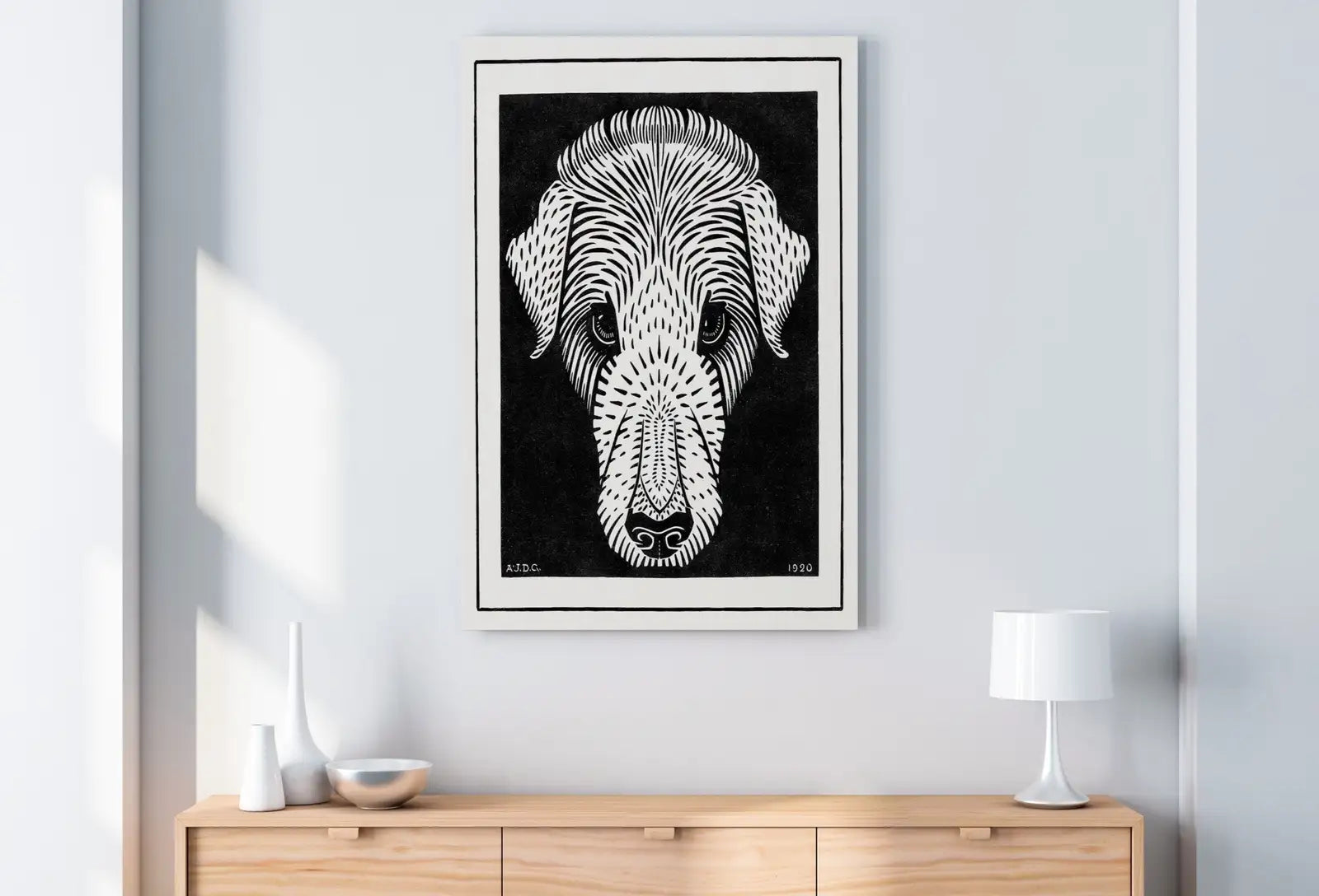 Second included artwork preview from Dog's Head Painting Vintage Art Nouveau Print Wall Art. Instant Download Dog Poster Julie De Graag Printable Wall Art. Art Nouveau Poster featuring various scenes.