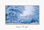 Snowy Winter Frame TV Art Landscape with a Lake, Winter Art, Digital Download, Digital Art for Tv, Winter Digital Art Frame TV Art