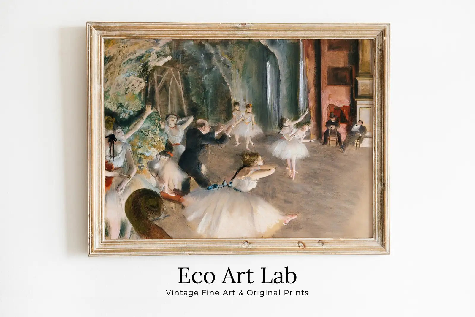 Framed view of Edgar Degas Rehearsal Onstage Painting Famous Printable Art Print. Instant Download Degas Print Vintage Ballerina Wall Art Digital Download – printable wall art digital download.