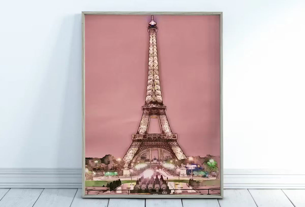 Eiffel Tower Paris View Urban Landscape Painting, Printable Wall Art, for Home or Office Decor, Print Digital Art Instant Download – Printable Wall Art