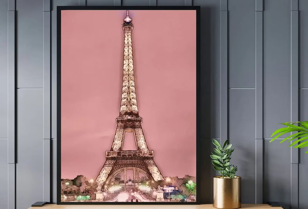 Eiffel Tower Paris View Urban Landscape Painting, Printable Wall Art, for Home or Office Decor, Print Digital Art Instant Download – Printable Wall Art