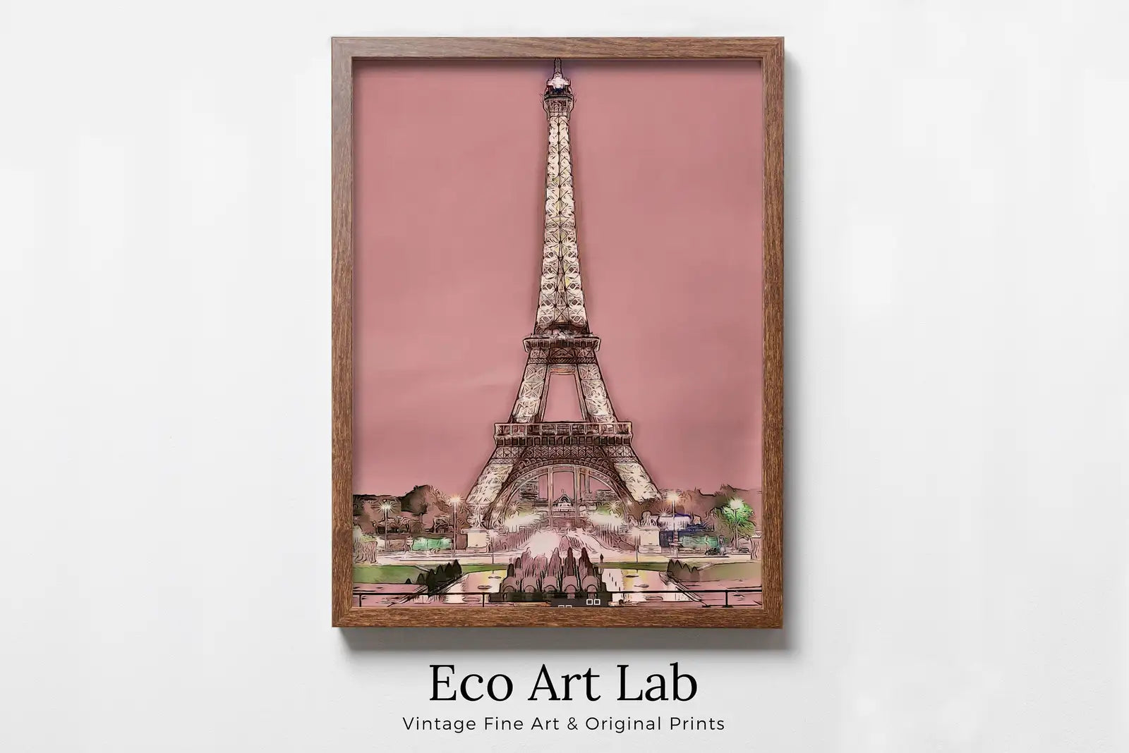 Framed view of Eiffel Tower Paris View Urban Landscape Painting, Printable Wall Art, for Home or Office Decor, Print Digital Art Instant Download – printable wall art digital download.