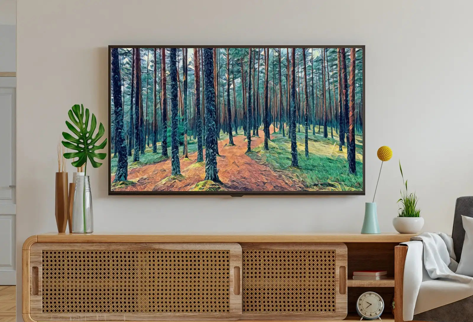 Estonian Forest Trees Frame TV Art. Nature Landscape Painting Samsung Frame TV Art Downloadable Nature Art for TV. Colorful Art for Frame tv – Frame TV Digital Download Art – Digital Download