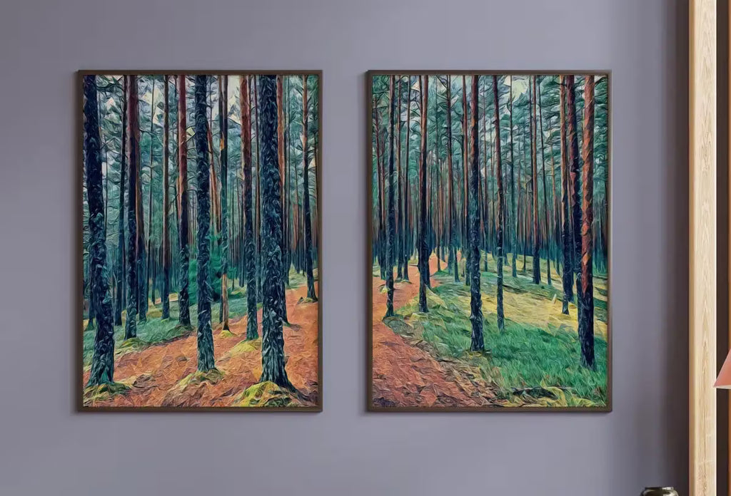 Estonian Forest Trees Set of 2 Prints. Nature Landscape Printable Wall Art Painting. Forest 2 Piece Wall Art Print. Forest Wall Art Print – Printable Wall Art Set