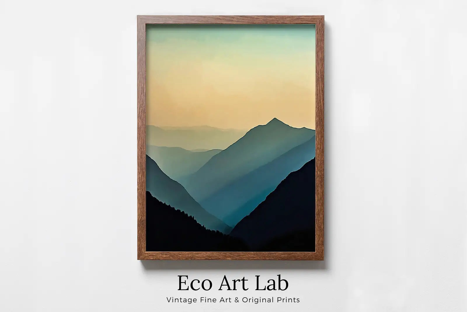Framed view of Evening in the Mountains Abstract Print. Instant Download Printable Wall Art. Sage Green Minimalist Poster. Abstract Wall Art Digital Print. – printable wall art digital download.