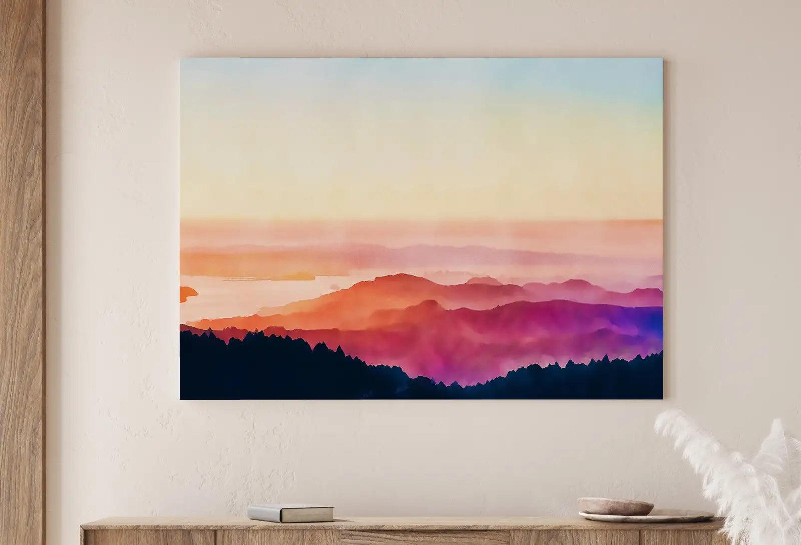 Included artwork preview showing first selection of artworks from Evening in the Mountains Abstract Wall Art Digital Print. Abstract Print Instant Download Printable Wall Art Sunset Colors Minimalist Poster.