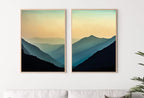 Evening in the Mountains Set of 2 Prints. Abstract Digital Print 2 Piece Wall Art. Sage Green Minimalist Abstract Printable Wall Art – Printable Wall Art Set