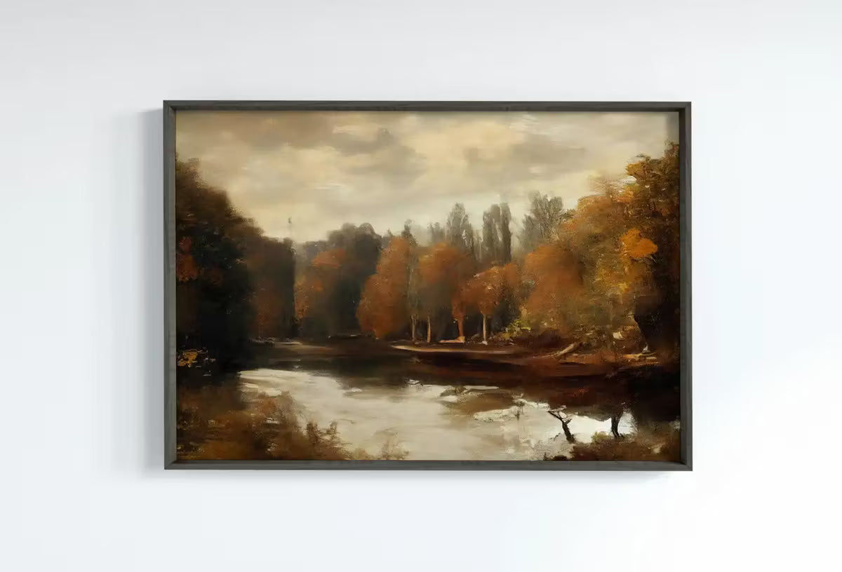 Fall Art Muted Colors Rustic Autumn Landscape Printable Painting. . Country Decor Nature Landscape. Moody Vintage Art Print – Printable Wall Art