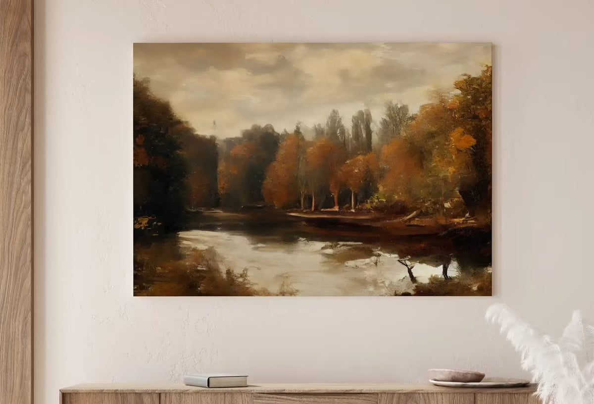 Fall Art Muted Colors Rustic Autumn Landscape Printable Painting. . Country Decor Nature Landscape. Moody Vintage Art Print – Printable Wall Art