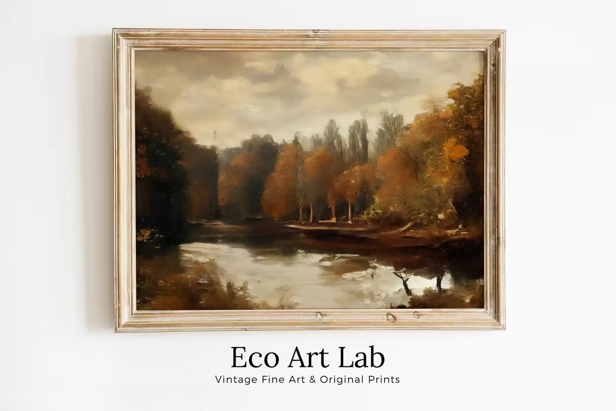 Fall Art Muted Colors Rustic Autumn Landscape Printable Painting. . Country Decor Nature Landscape. Moody Vintage Art Print – Printable Wall Art