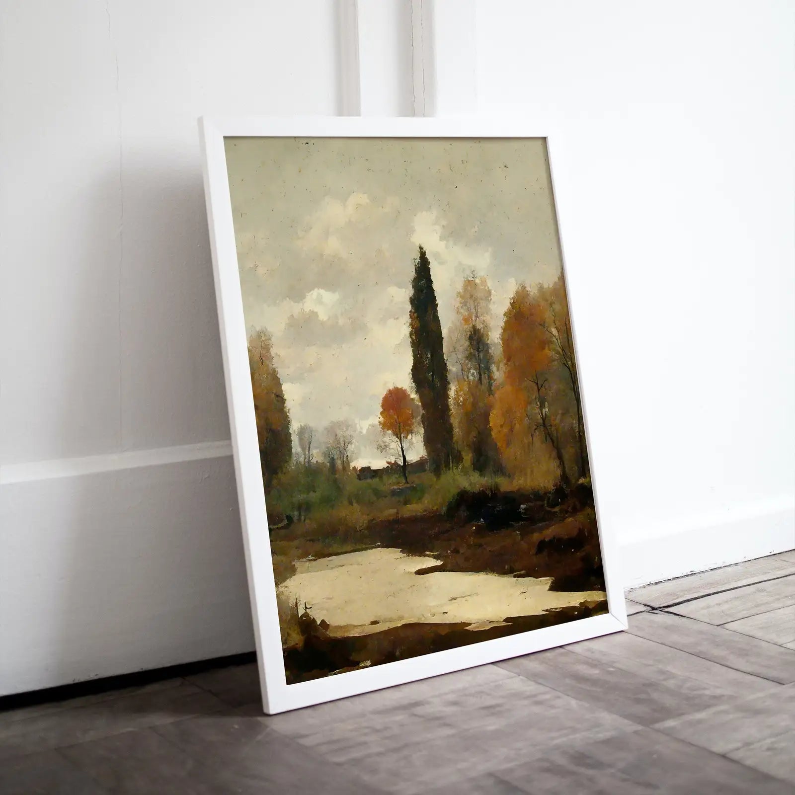 Included artwork preview showing first selection of artworks from Fall Art. Muted Colors Rustic Autumn Landscape Printable Painting. Digital Download. Country Decor Nature Landscape. Moody Vintage Art Print.