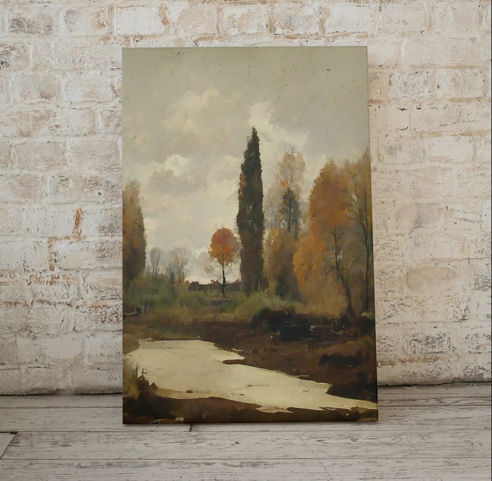Second included artwork preview from Fall Art. Muted Colors Rustic Autumn Landscape Printable Painting. Digital Download. Country Decor Nature Landscape. Moody Vintage Art Print featuring various scenes.