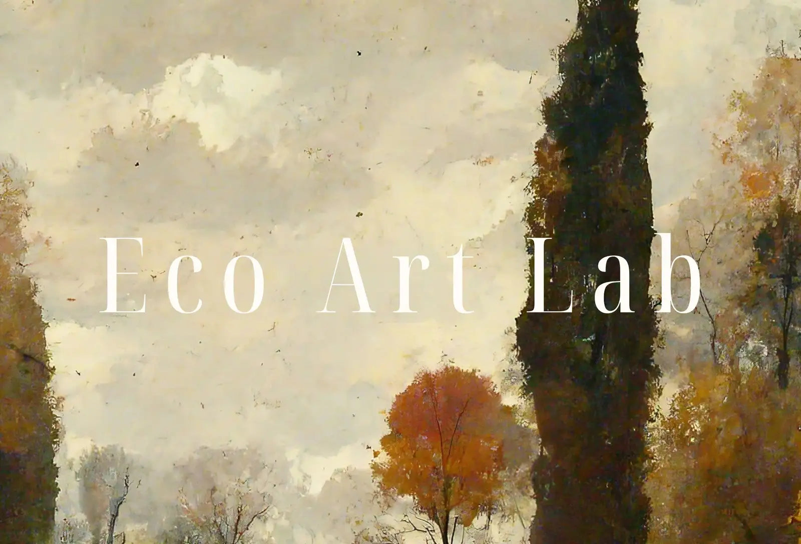 Detail view of artwork from Fall Art. Muted Colors Rustic Autumn Landscape Printable Painting. Digital Download. Country Decor Nature Landscape. Moody Vintage Art Print. (variation 1)