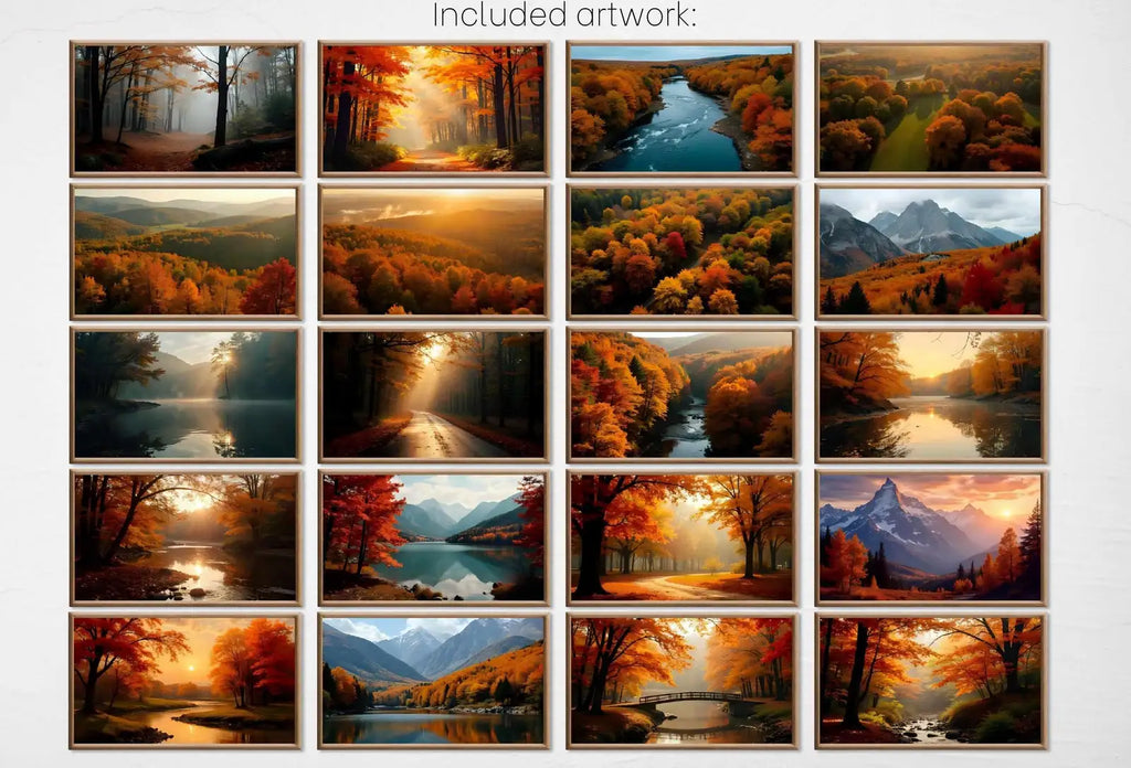 Fall Frame TV Art – Autumn art for Samsung Frame TV – Forest Landscape Fall Artworks – Digital Download TV Art Set of 40  – Cosy Fall decor – Frame TV Art Set (Digital Download)
