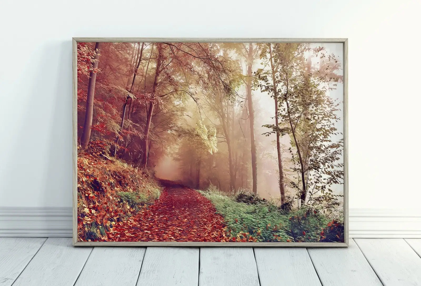 Included artwork preview showing first selection of artworks from Fall Landscape Foggy Forest Trail Digital Painting. Printable Fall Wall Art. Home or Office Decor, Nature Print Digital Art Instant Download.