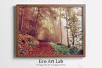 Framed view of Fall Landscape Foggy Forest Trail Digital Painting. Printable Fall Wall Art. Home or Office Decor, Nature Print Digital Art Instant Download – printable wall art digital download.