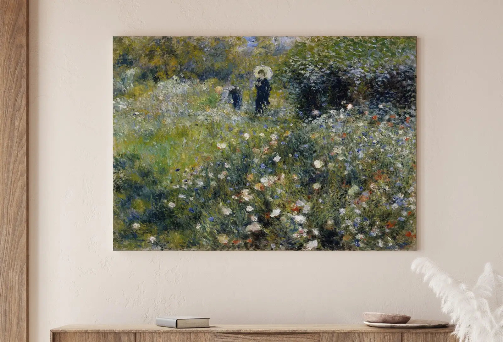 Detail view of artwork from Famous Auguste Renoir Print. Woman with Parasol in a Garden. Vintage Painting. Printable Wall Art Antique Oil Painting. Instant Download. (variation 1)