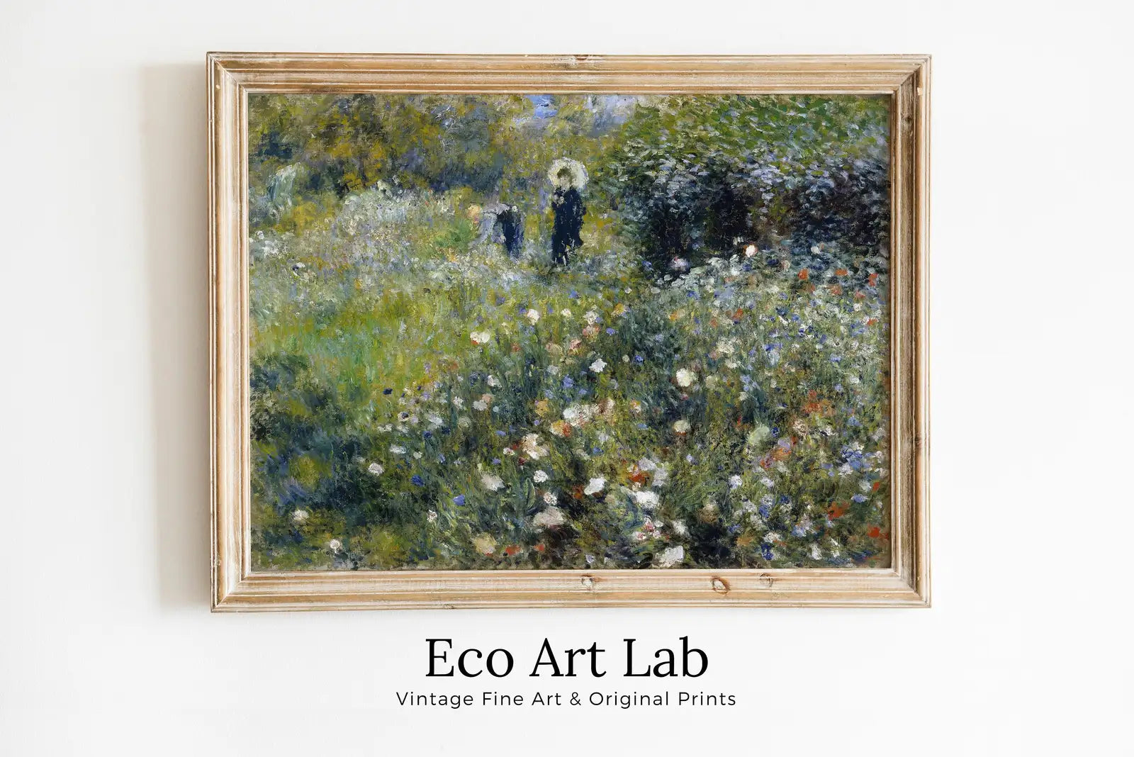 Framed view of Famous Auguste Renoir Print. Woman with Parasol in a Garden. Vintage Painting. Printable Wall Art Antique Oil Painting. Instant Download – printable wall art digital download.