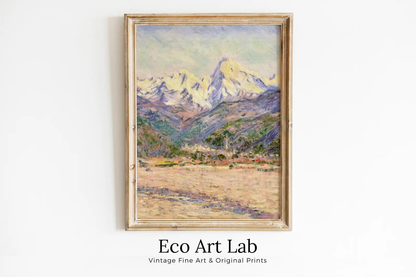 Peinture célèbre de Claude Monet : paysage de montagne. Téléchargement instantané pour une décoration vintage. Reproduction d’art de la vallée de montagne de Monet. Décoration vintage.