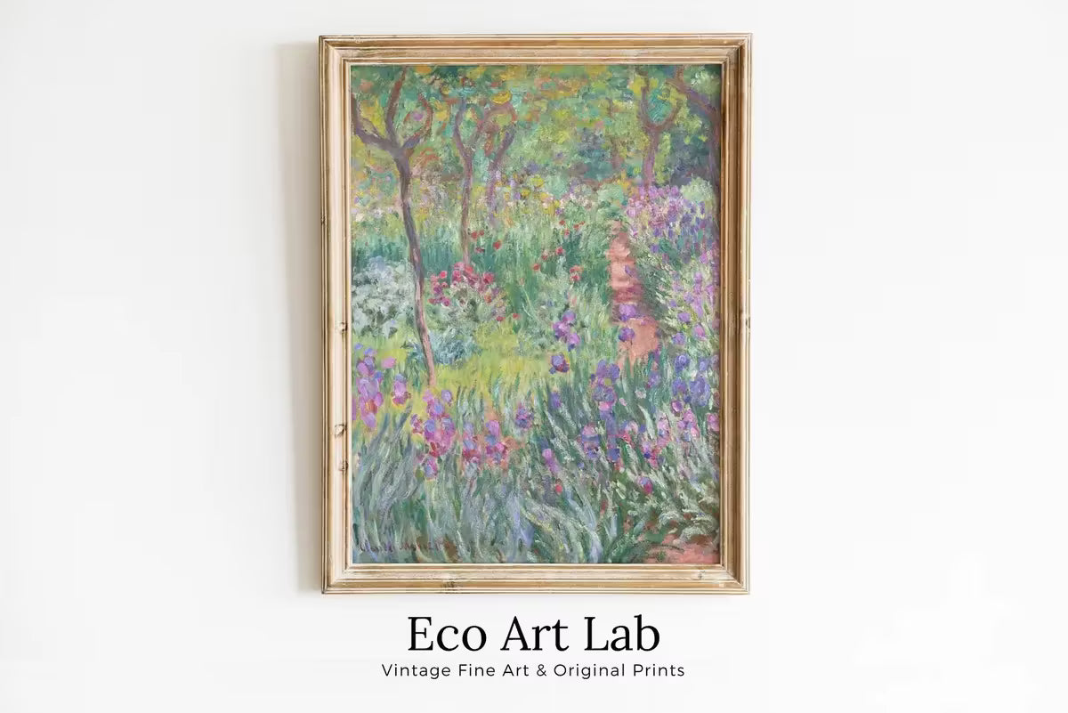 Famous Claude Monet Painting Garden with Irises. Instant Download Vintage Decor. Monet Botanical Printable Wall Art. Vintage Floral Decor – Printable Wall Art