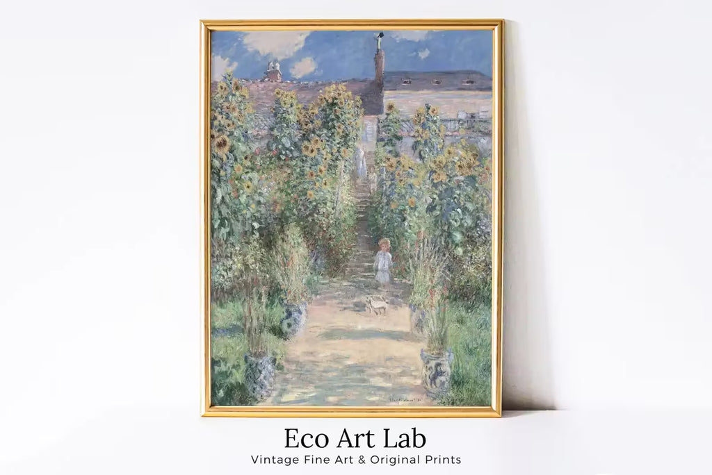 Famous Claude Monet Painting | Instant Download | Garden with Sunflowers | Vintage Botanical Print | Printable Wall Art – Printable Wall Art