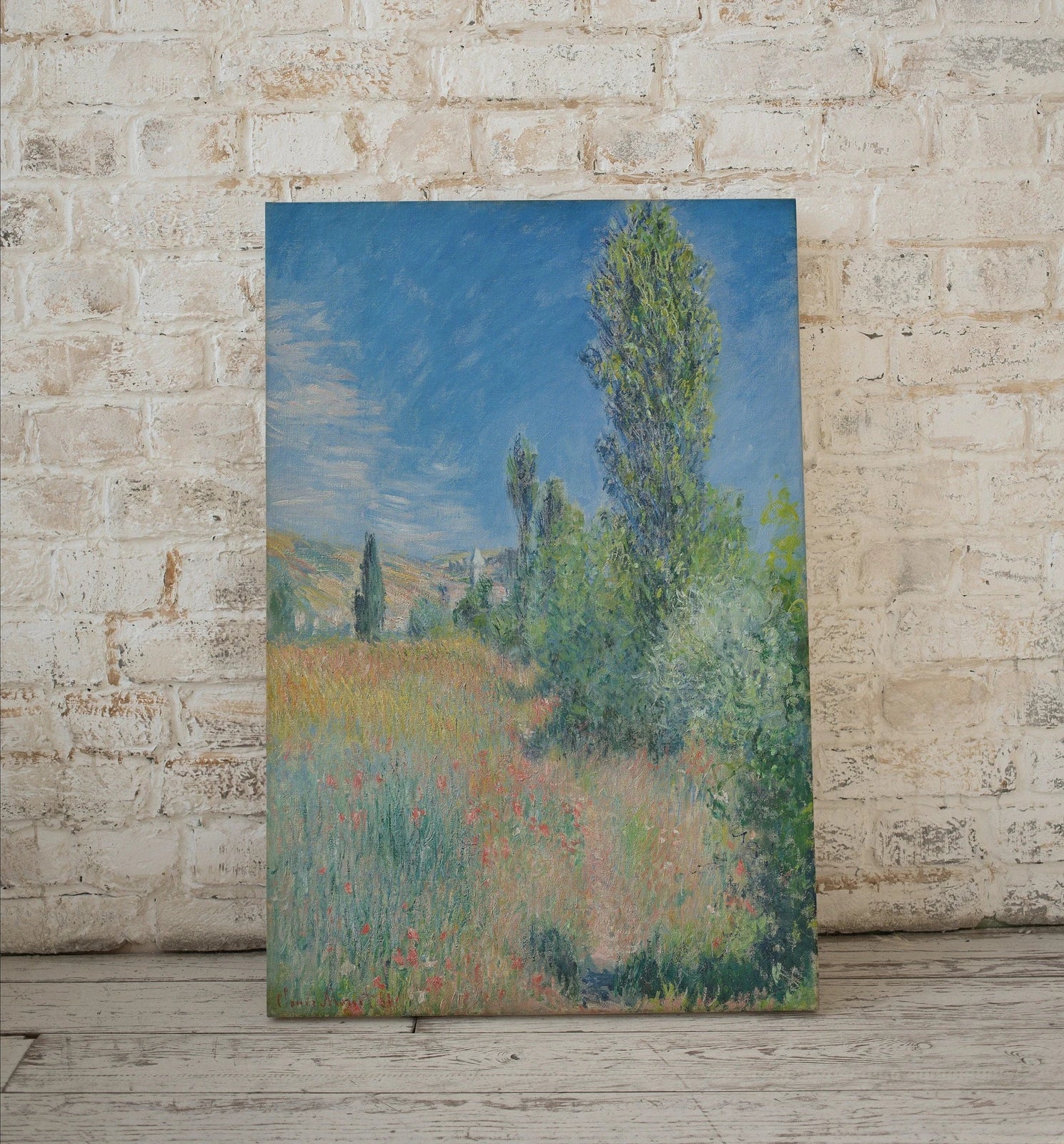 Detail view of artwork from Famous Claude Monet Saint Martin Island Landscape Painting. Instant Download Vintage Printable Art. Spring Landscape Printable Wall Art. (variation 2)