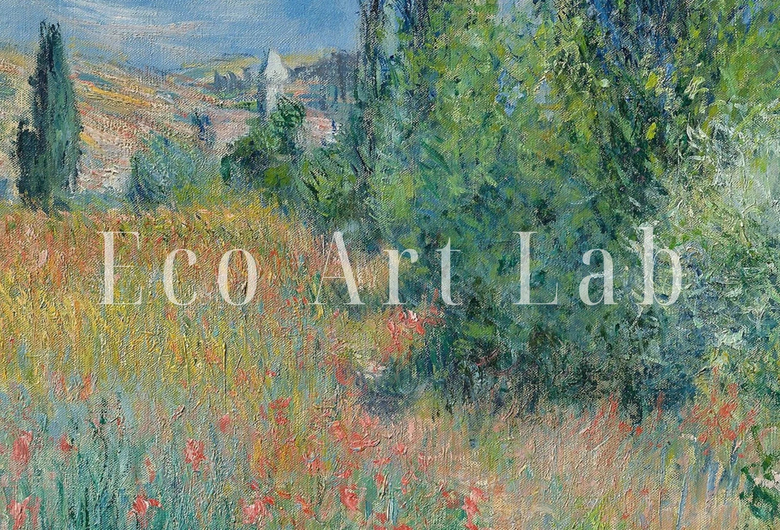 Included artwork preview showing first selection of artworks from Famous Claude Monet Saint Martin Island Landscape Painting. Instant Download Vintage Printable Art. Spring Landscape Printable Wall Art.