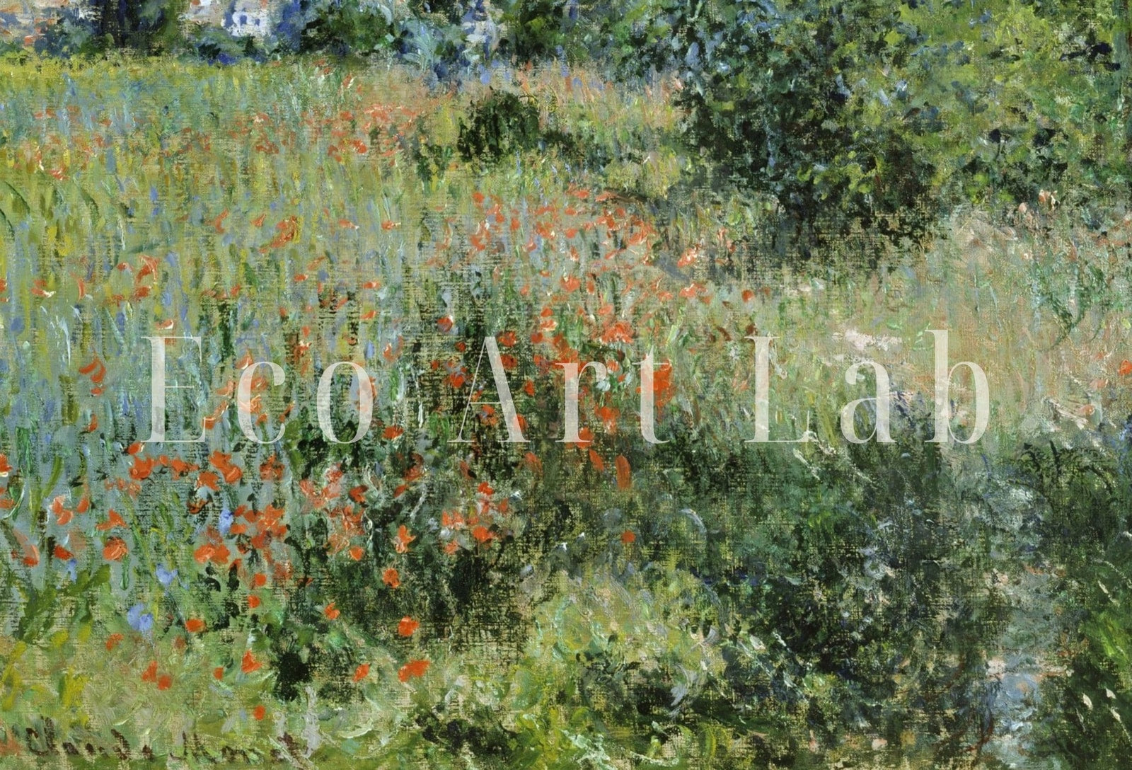 Detail view of artwork from Famous Claude Monet View of Vétheuil Painting. Printable Art. Instant Download Vintage Decor. Landscape Printable Wall Art. Spring Decor. (variation 1)