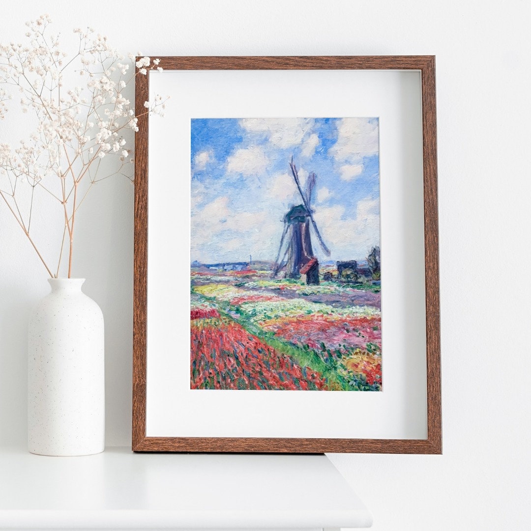 Famous Claude Monet Windmill in Tulip Field Painting. Instant Download Vintage Decor. Monet Botanical Printable Wall Art. Vintage Decor – Printable Wall Art Digital Download – Digital Download
