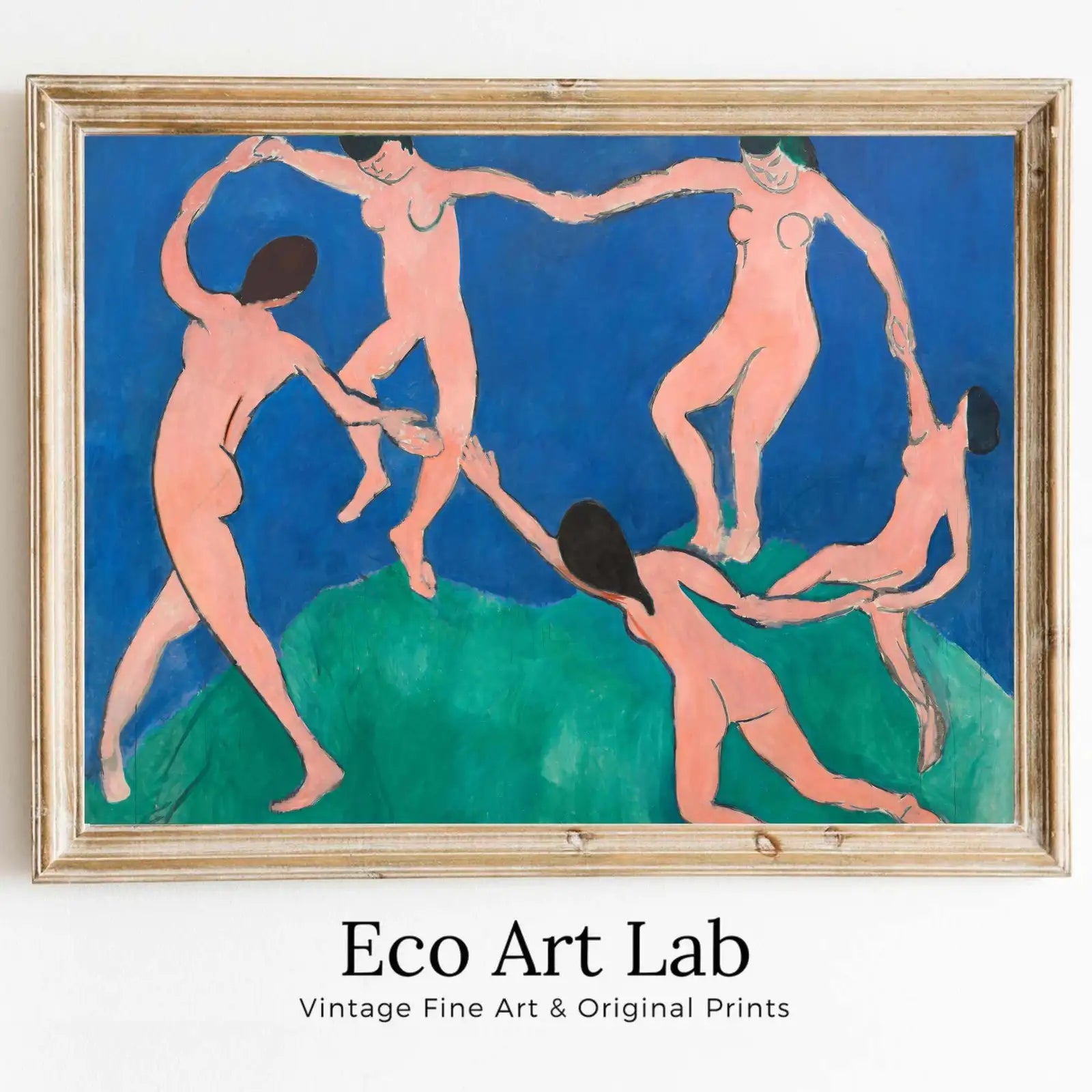 Framed view of Famous Dance Painting Matisse Art Print. Instant Download Printable. Vintage Art Collage – printable wall art digital download.
