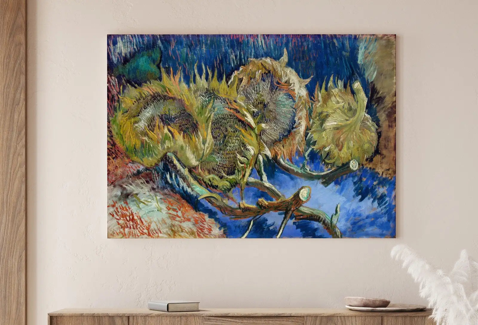 Peinture célèbre de quatre tournesols flétris de Van Gogh, impression d’art. Téléchargement instantané d’art fin imprimable de Van Gogh, peinture à l’huile de tournesols vintage