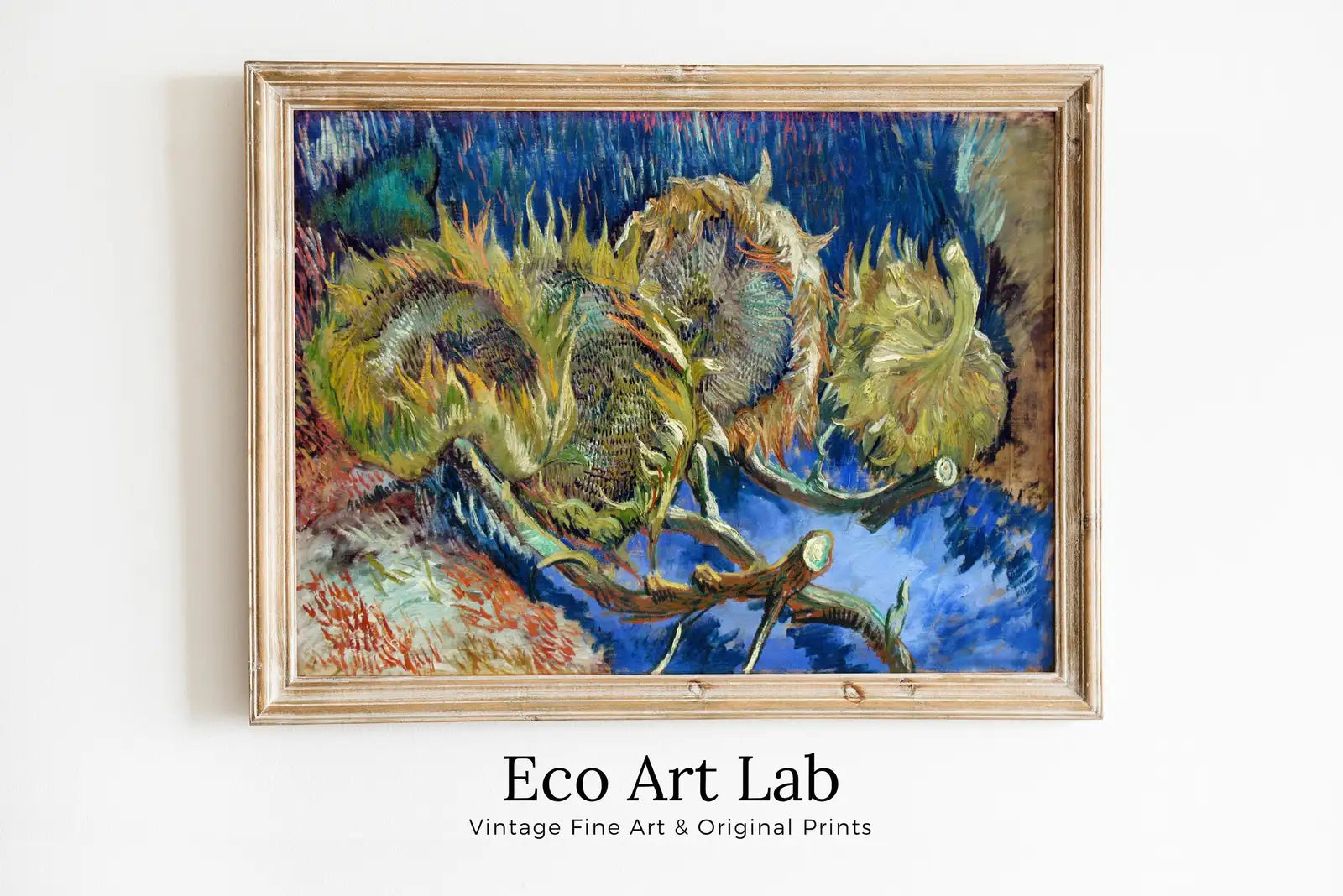 Peinture célèbre de quatre tournesols flétris de Van Gogh, impression d’art. Téléchargement instantané d’art fin imprimable de Van Gogh, peinture à l’huile de tournesols vintage