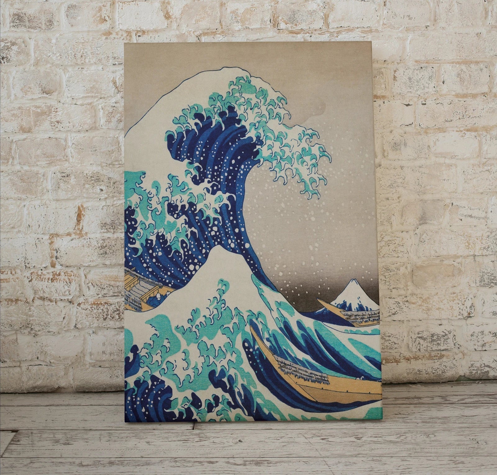 Detail view of artwork from Famous Great Wave off Kanagawa Japanese Painting. Vintage Wall Art Printable Poster. 19th Century Japanese Vintage Wall Art. Japanese Wave. (variation 1)