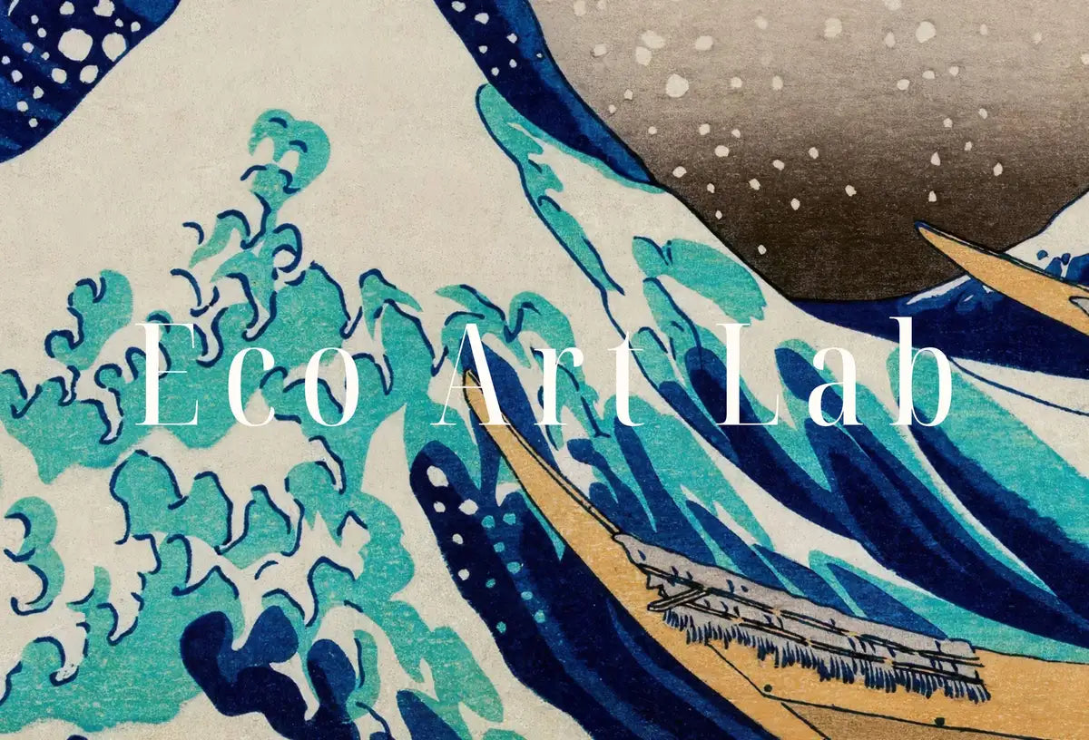 Detail view of artwork from Famous Great Wave off Kanagawa Japanese Painting. Vintage Wall Art Printable Poster. 19th Century Japanese Vintage Wall Art. Japanese Wave. (variation 2)