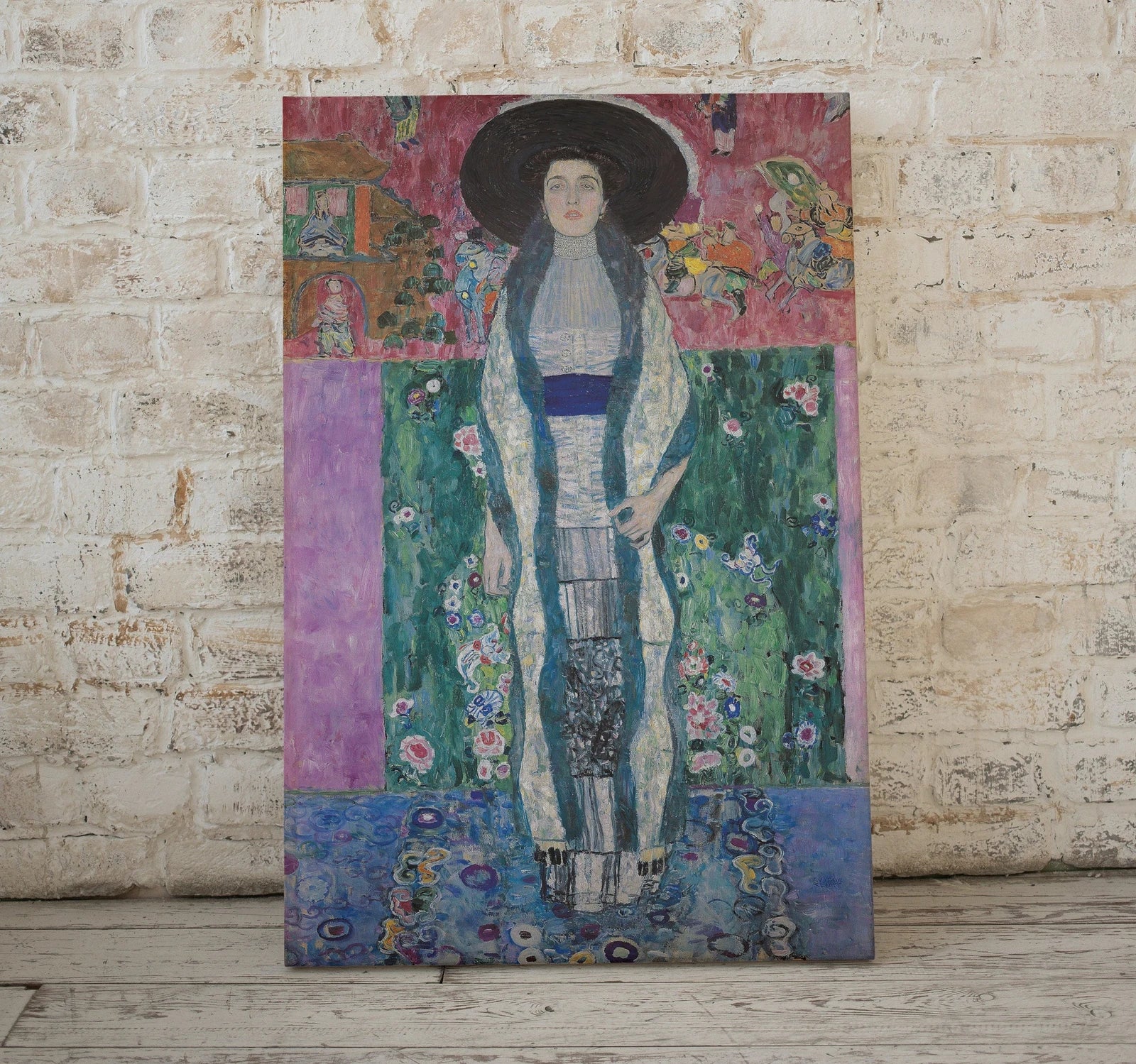 Detail view of artwork from Famous Gustav Klimt Portrait of Woman Printable Wall Art. Instant Download Painting Gustav Klimt Print. Vintage Poster. Art Nouveau Print. (variation 2)