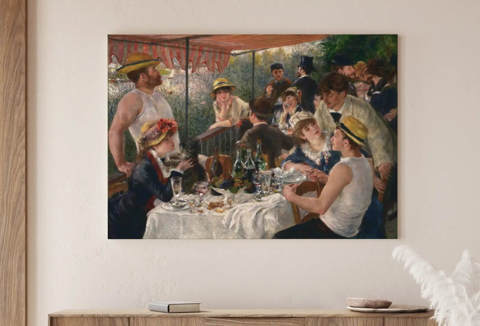 Detail view of artwork from Famous Renoir Print. Boating Party Luncheon by Auguste Renoir. Vintage Painting Printable Wall Art Antique Oil Painting. Instant Download. (variation 1)