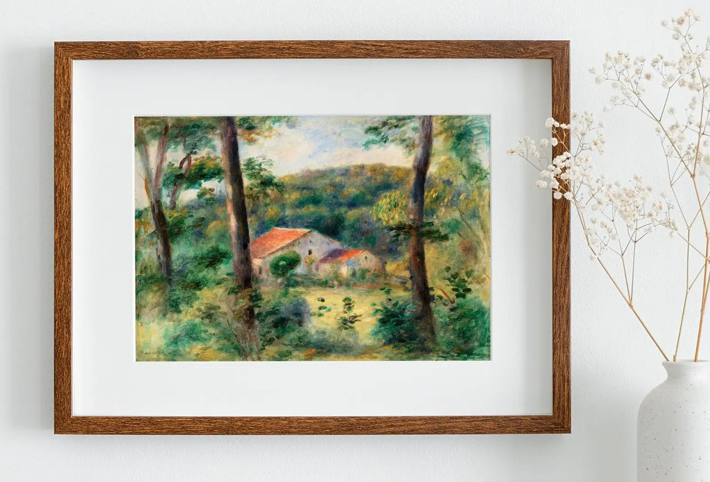 Included artwork preview showing first selection of artworks from Famous Renoir Print. Environs of Briey by Auguste Renoir. Vintage Forest House Painting Printable Art Antique Oil Painting. Instant Download.