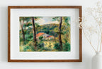 Included artwork preview showing first selection of artworks from Famous Renoir Print. Environs of Briey by Auguste Renoir. Vintage Forest House Painting Printable Art Antique Oil Painting. Instant Download.