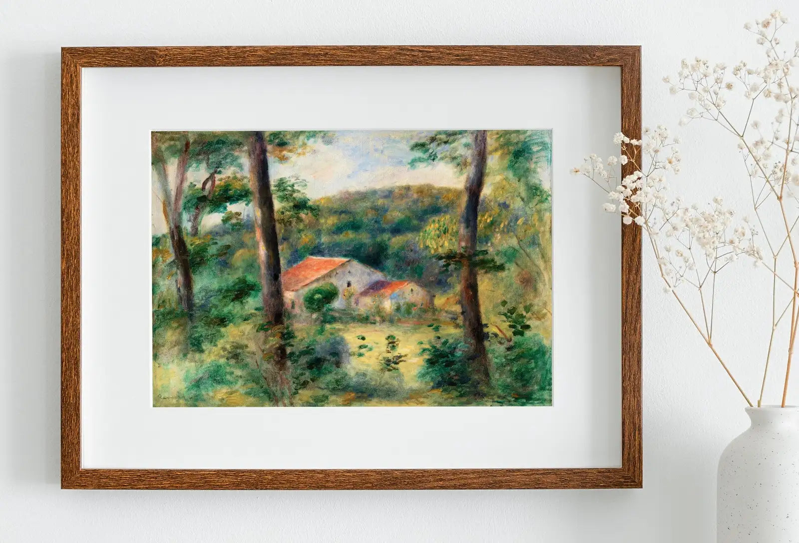 Included artwork preview showing first selection of artworks from Famous Renoir Print. Environs of Briey by Auguste Renoir. Vintage Forest House Painting Printable Art Antique Oil Painting. Instant Download.