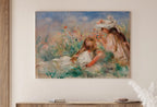 Included artwork preview showing first selection of artworks from Famous Renoir Print. Girls in the Grass by Auguste Renoir. Vintage Garden Painting Printable Wall Art Antique Oil Painting. Instant Download.