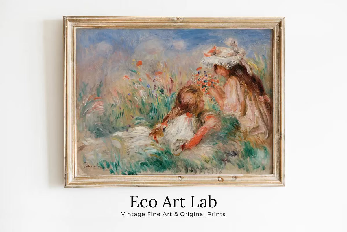 Famous Renoir Print. Girls in the Grass by Auguste Renoir. Vintage Garden Painting Printable Wall Art Antique Oil Painting. Instant Download – Printable Wall Art